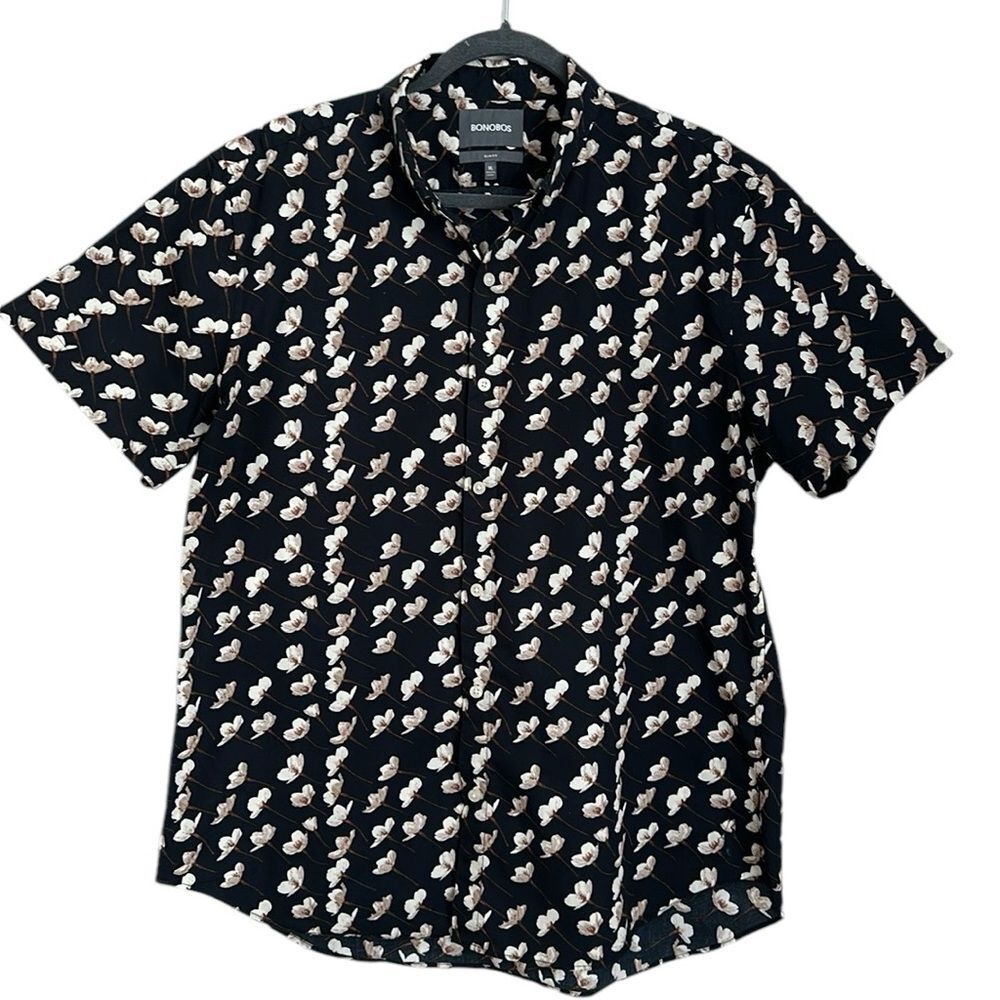 Bonobos Patterned Cotton Shirt Floral Print Slim Fit Size XL